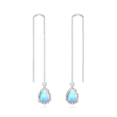 Mondstein Teardrop Ohrringe für Frauen 925 Sterling Silber Einfädler Ohrringe Mondstein Schmuck für Mutter Frau von SLIACETE