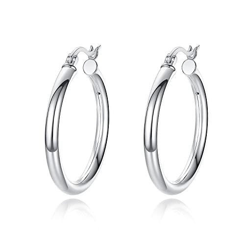 SLIACETE 925 Sterling Silber Creolen 30mm Silber Creolen für Frauen Damen Ohrringe Schmuck Geschenke von SLIACETE