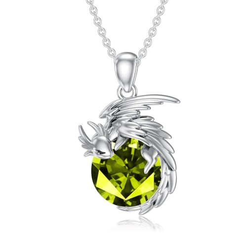 SLIACETE 925 Sterling Silber Drachen Kette für Damen und Mädchen August Geburtsstein und Drachen Anhänger Kette Silber Drachen Halskette Drachen Schmuck Geschenk für Drachenliebhaberin SLIACETE 925 Sterling Silber Drachen Kette für Damen und Mädchen August Geburtsstein und Drachen Anhänger Kette Silber Drachen Halskette Drachen Schmuck Geschenk für Drachenliebhaberin von SLIACETE