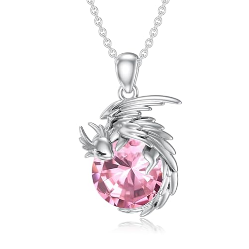 SLIACETE 925 Sterling Silber Drachen Kette für Damen und Mädchen Oktober Geburtsstein und Drachen Anhänger Kette Silber Drachen Halskette Drachen Schmuck Geschenk für Drachenliebhaberin SLIACETE 925 Sterling Silber Drachen Kette für Damen und Mädchen Oktober Geburtsstein und Drachen Anhänger Kette Silber Drachen Halskette Drachen Schmuck Geschenk für Drachenliebhaberin von SLIACETE