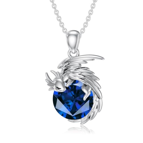 SLIACETE 925 Sterling Silber Drachen Kette für Damen und Mädchen September Geburtsstein und Drachen Anhänger Kette Silber Drachen Halskette Drachen Schmuck Geschenk für Drachenliebhaberin SLIACETE 925 Sterling Silber Drachen Kette für Damen und Mädchen September Geburtsstein und Drachen Anhänger Kette Silber Drachen Halskette Drachen Schmuck Geschenk für Drachenliebhaberin von SLIACETE