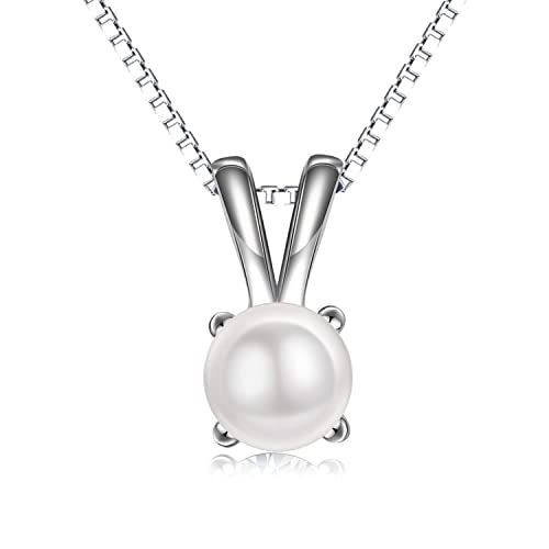 SLIACETE 925 Sterling Silber Geburtsstein Halskette für Frauen Mädchen Perlen Anhänger Kette Geburtsstein Schmuck Geschenke (Jun.) von SLIACETE