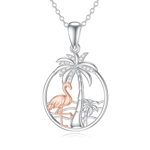SLIACETE 925 Sterling Silber Palme und Flamingo Kette für Damen Sommer Schmuck Geschenk SLIACETE 925 Sterling Silber Palme und Flamingo Kette für Damen Sommer Schmuck Geschenk von SLIACETE