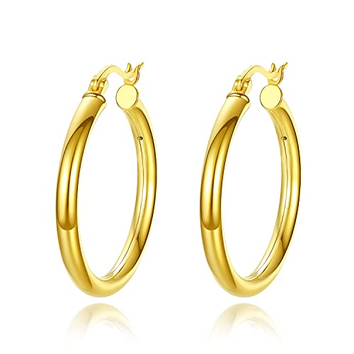 SLIACETE 925 Sterling Silber Vergoldet Creolen 30mm Gold Creolen für Frauen Damen Ohrringe Schmuck Geschenke von SLIACETE