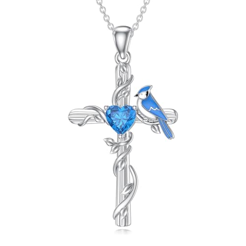 SLIACETE Blauhäher Halskette für Damen 925er Sterlingsilber natürlicher Schweizer Blautopas Blauhäher Kreuz Anhänger Our Love Never Dies Vogelschmuck Geschenke für Mama und Frau SLIACETE Blauhäher Halskette für Damen 925er Sterlingsilber natürlicher Schweizer Blautopas Blauhäher Kreuz Anhänger Our Love Never Dies Vogelschmuck Geschenke für Mama und Frau von SLIACETE