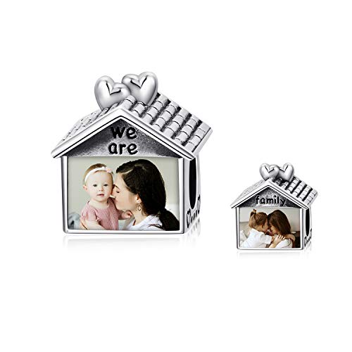 SLIACETE Familienhaus Charm, personalisierter Foto Charms, passend für Armbänder, 925er Sterlingsilber, benutzerdefinierter süßer Familienhaus-Charm (Haus) von SLIACETE