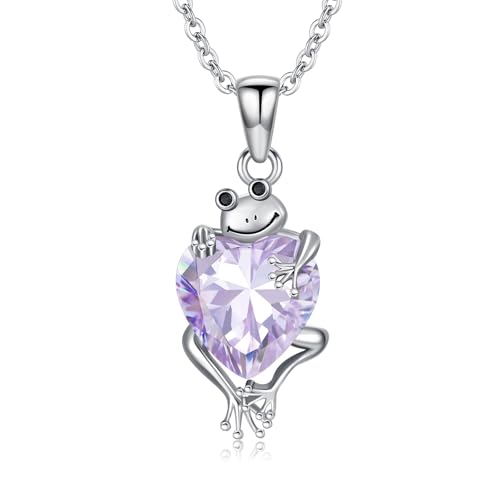 SLIACETE Frosch-Halskette mit synthetischem Geburtsstein Frosch-Anhänger Halskette Geschenk für Frauen (Juni (Alexandrit)) von SLIACETE