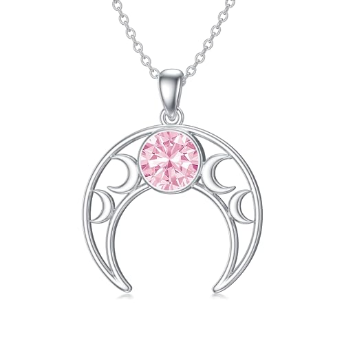 SLIACETE Geburtsstein Mond Kette für Damen 925 Sterling Silber Mond Anhänger Halskette Mond Schmuck Geschenke für Mutter, Ehefrau, Freundin, Tochter, Schwester, Freundin Oktober SLIACETE Geburtsstein Mond Kette für Damen 925 Sterling Silber Mond Anhänger Halskette Mond Schmuck Geschenke für Mutter, Ehefrau, Freundin, Tochter, Schwester, Freundin Oktober von SLIACETE