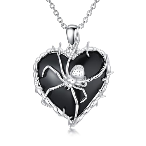 SLIACETE Halloween Spinne Halskette für Frauen 925 Sterling Silber natürliche schwarze Onyx Spinne Anhänger Gothic Mode Schmuck Geschenk für Mama Frau SLIACETE Halloween Spinne Halskette für Frauen 925 Sterling Silber natürliche schwarze Onyx Spinne Anhänger Gothic Mode Schmuck Geschenk für Mama Frau von SLIACETE