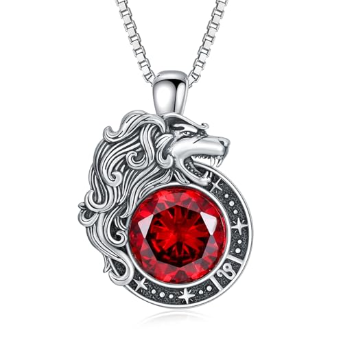 SLIACETE Halskette mit Sternzeichen Löwe, Halskette mit Sternbild Löwe, Halskette mit himmlischem Anhänger, Geschenk für Frauen (Löwe, Juli) von SLIACETE