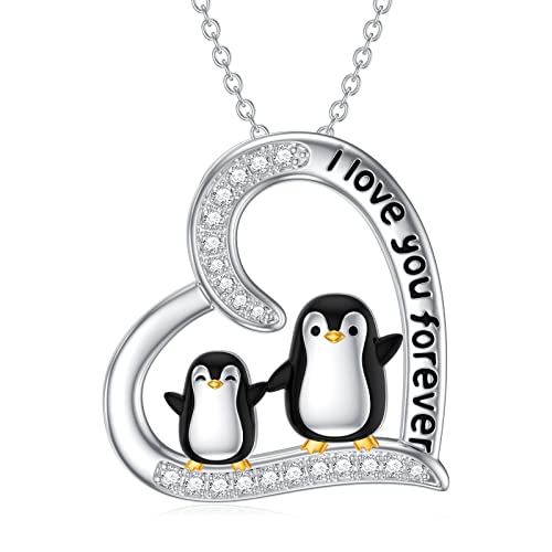 SLIACETE Mutter und Kind Pinguin Halskette für Frauen Mädchen 925 Sterling Silber Niedlicher Pinguin und Herz Anhänger Kette Pinguin Schmuck Geschenke für Tochter SLIACETE Mutter und Kind Pinguin Halskette für Frauen Mädchen 925 Sterling Silber Niedlicher Pinguin und Herz Anhänger Kette Pinguin Schmuck Geschenke für Tochter von SLIACETE