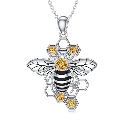 SLIACETE Natürlicher Citrin Bienen Anhänger Halskette Halskette mit Anhänger aus 925er Silber Schmuckgeschenke für Frauen SLIACETE Natürlicher Citrin Bienen Anhänger Halskette Halskette mit Anhänger aus 925er Silber Schmuckgeschenke für Frauen von SLIACETE