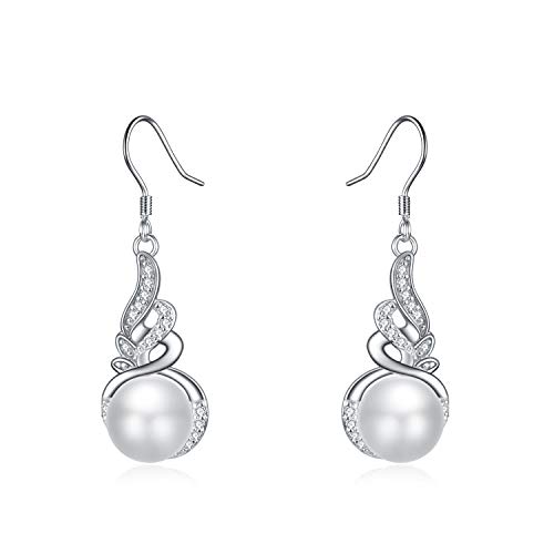 SLIACETE Perlenohrringe für Damen 925 Sterling Silber Perlen Hängend Ohrringe Perlen Ohrhänger Perlen Schmuck Geschenke für Mutter Ehefrau Freundin Tochter Schwester von SLIACETE