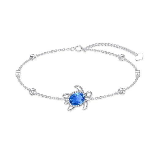 Schildkröte Armband für Frauen 925 Sterling Silber London Blau Topas Strand Meer Schildkröte Strand Armband Hawaii Ozean Schmuck Geschenke von SLIACETE