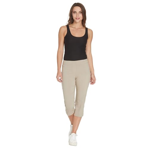 SLIM-SATION Damen Caprihose mit Breitem Band, Gerades Bein, Bauchkontrolle Unterhose, Stone, 38 von SLIM-SATION