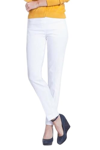 SLIM-SATION Women's Wide Band Pull On Ankle Pant with Tummy Control, White, 4 von SLIM-SATION