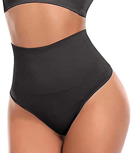 SLIMBELLE Damen Bauch Weg Mieder String Tanga Slip Figurenformend Miederpants Shapewear Unterwäsche, 1 Schwarz Tanga, Gr.- 2XL(DE 42) von SLIMBELLE