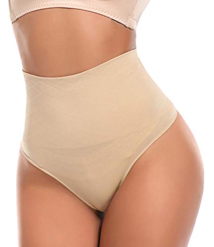 SLIMBELLE Damen Bauch Weg Mieder String Tanga Slip Figurenformend Miederpants Shapewear Unterwäsche, 1 Beige Tanga, Gr.- S(DE 34) von SLIMBELLE