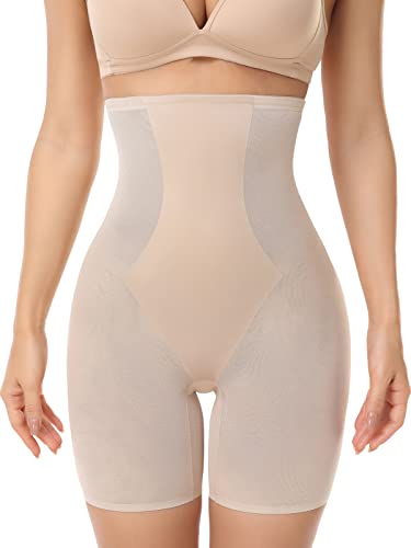 SLIMBELLE Bauch Weg Unterhose Damen Figurenformend Miederpants Bauchkontrolle Shapewear Miederhose Hohe Taille Butt Lifter Body Shaper Beige L von SLIMBELLE