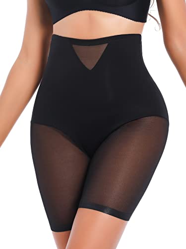 SLIMBELLE Bauch Weg Unterhose Damen Figurenformend Miederpants Tummy Control Shapewear Miederhose Hohe Taille Butt Lifter Body Shaper Mesh Panties Schwarz XL von SLIMBELLE