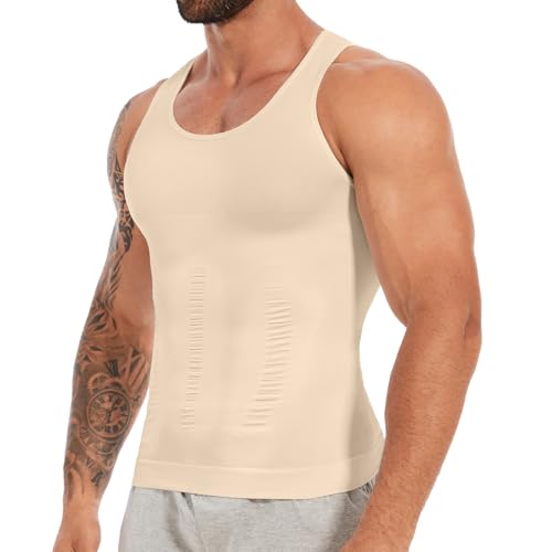 SLIMBELLE Body Shaper Herren Elastische Unterhemd Herren Tight Compression Shirt Taillenformer Figurformend Bauch Weg Shirt Männer von SLIMBELLE