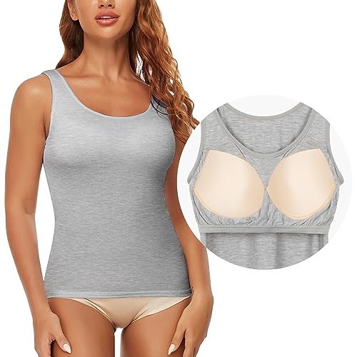 SLIMBELLE Damen BH Hemd Unterhemd Basic Top mit Integriertem BH Breite Träger Seamless Camisole mit Cups Ohne Bügel Rundhals Gepolstertes Hemdchen Bustier Skinny Tanktop Bralette Bra Shirt Schwarz,XXL von SLIMBELLE