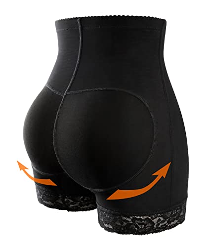 SLIMBELLE Damen Push Up Po Unterhose Butt Lifter Bauchweg Miederhose Gepolsterte Control Panty Padded Figurformende Nahtlose Slip Bauch Weg Body mit Bein Shaping Unterwäsche Hip Enhancer(Schwarz,L) von SLIMBELLE