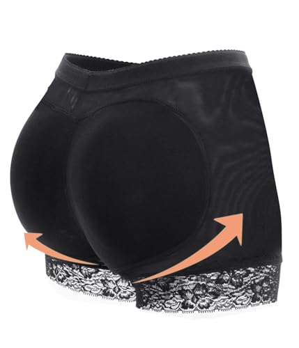 SLIMBELLE Damen Butt Lifter Unterhose Push Up Po Miederhose Padded Höschen Control Panty Gepolsterter Slip Miederslip Hip Enhancer Figurformende Unterwäsche Body Underwear Schwarz M von SLIMBELLE