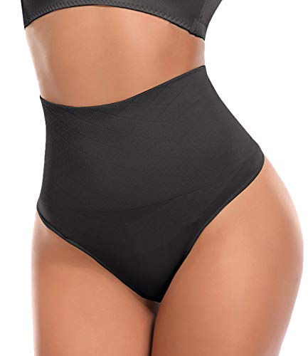 SLIMBELLE Damen Bauch Weg Mieder String Tanga Slip Figurenformend Miederpants Shapewear Unterwäsche, 1 Schwarz Tanga, Gr.- S≈DE 34 von SLIMBELLE