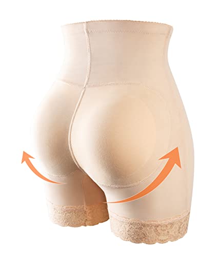 SLIMBELLE Damen Push Up Po Unterhose Butt Lifter Bauchweg Miederhose Gepolsterte Control Panty Padded Figurformende Nahtlose Slip Bauch Weg Body mit Bein Shaping Unterwäsche Hip Enhancer(Beige,XXL) von SLIMBELLE