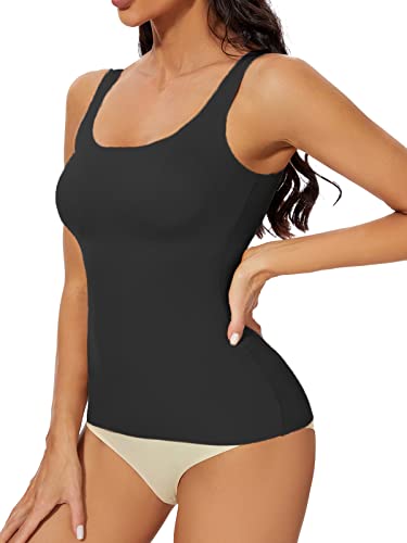 SLIMBELLE Damen Unterhemd BH Hemd Seamless Tank Top Bauchweg Body Shaper Bauch Weg Formendes Top Bauchweg Nahtlose Shapewear Camisole Formendes Hemd Schwarz L von SLIMBELLE