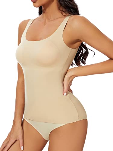 SLIMBELLE Damen Unterhemd BH Hemd Seamless Tank Top Bauchweg Body Shaper Bauch Weg Formendes Top Bauchweg Nahtlose Shapewear Camisole Formendes Hemd Schwarz L von SLIMBELLE