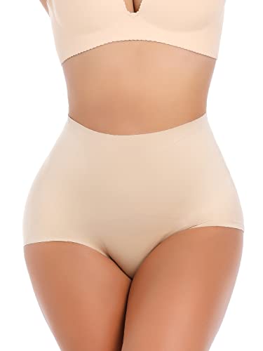 SLIMBELLE Damen Shapewear Butt Lifter High Panty Waist Double Tummy Control Slips Taille Trainer Body Shaper Shaped Slips Atmungsaktive Butt Lifter Panties Kuschelige Control Slips Beige M von SLIMBELLE