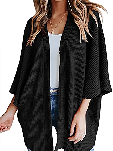 SLIMBELLE Damen Strickjacken Waffelstrick Pullover Vorne offen Outwear Cardigan S-XXL von SLIMBELLE