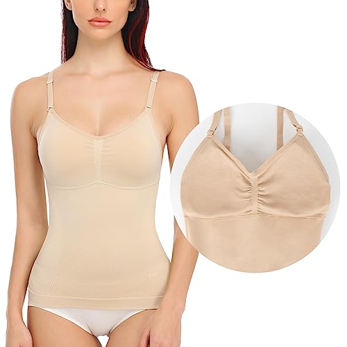 SLIMBELLE Damen Unterhemd Bauch Weg Camisole Top Body Shaper Nahtloses Figurformendes Tanktop Shaping BH Hemd Formendes Top Spaghettiträger Oberteil von SLIMBELLE