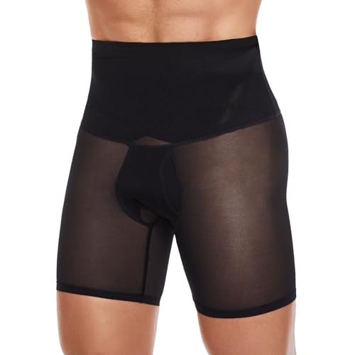 SLIMBELLE Herren Body Shaper Boxershorts Hohe Taille Kompressionshose Herren Bauch Kontrolle Bauchweg Unterhose Herren Atmungsaktive Bauch Weg Retroshorts (Schwarz, M) von SLIMBELLE