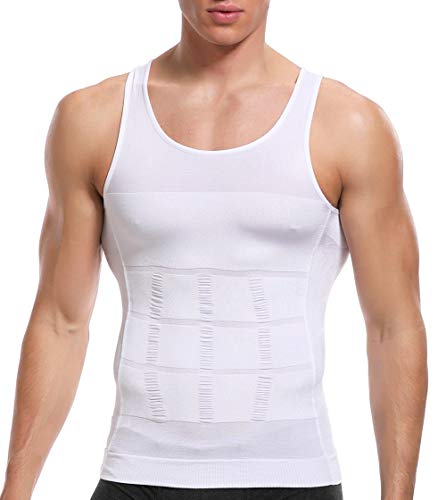 SLIMBELLE Shapewear Herren Kompressions Shirt Figurformende Bauchweg Unterhemd Body Shape Unterwäsche Tank Top Ärmellos Untershirt Elastische Weste Schlank Mieder Taillenformer Bauch Vest für Männer von SLIMBELLE