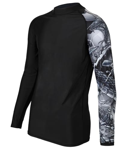 SLIMBELLE UV Shirt Herren UPF 50+ Kompressionsshirt Rash Guard Kurzarm Langarm Schwimm Tshirt (DE/NL/SE/PL, Alphanumerisch, L, Regular, Regular, Schlange) von SLIMBELLE