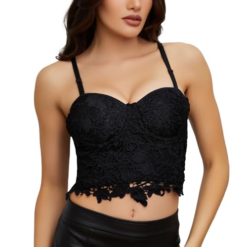 SLIMBELLE Korsett Damen Punk Blumenspitze Corsage Damen Oberteil Clubwear Party BH Korsett Damen Sexy von SLIMBELLE