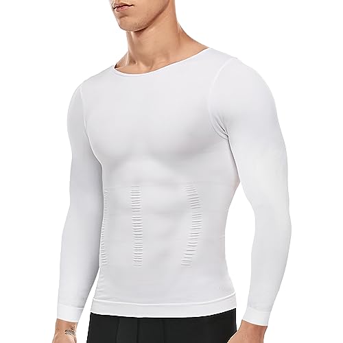 SLIMBELLE Shapewear Herren Kompressions Shirt Elastische Funktionsshirt Herren Langarm Schlank Kompressionsshirt Herren Langarm Miederbody Taillenformer Ärmeln Bauch Top Männer von SLIMBELLE