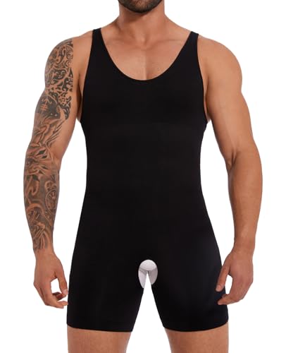 SLIMBELLE Shapewear Herren Unterhemden Bauchweg Full Body Shaper Herren Unterwäsche Bodysuit Seamless Leicht Shaping Tank Top Schwarz XL von SLIMBELLE