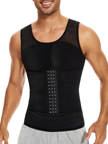 SLIMBELLE Shapewear Unterhemd Herren Bauchweg Kompression Unterwäsche Tank Top Herren Kompressionsshirt Body Shaper mit Tummy Control Taille Gürtel Schwarz M von SLIMBELLE