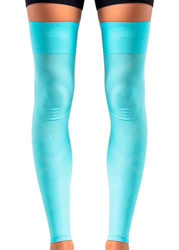 SLIMCELL PRO Kniestrümpfe lang Sport Anti UV Unisex - Kompressionsstrümpfe, abgestufte Kompressionssocken ohne Fuß, Kompression, Wadenkompression Herren und Damen - Made in Italy, Neonblau, M/L von SLIMCELL Gambetti