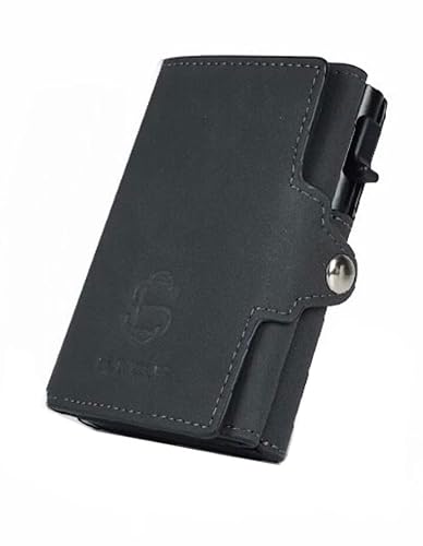 SLIMCLIP Geldbörse Kreditkartenetui RFID Schutz Crazy Horse Leder Damen Herren Geldbeutel Smart Wallet von SLIMCLIP