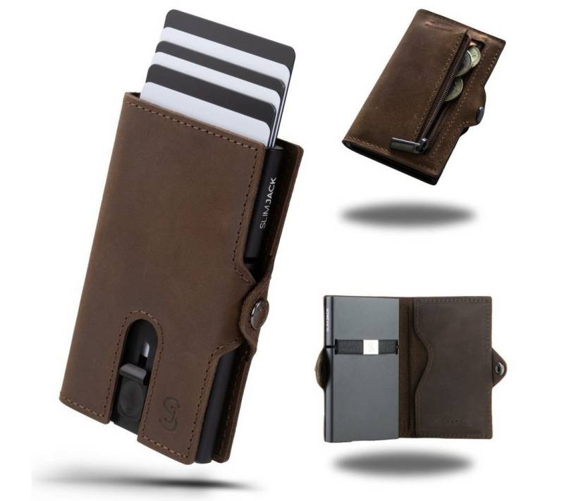 SLIMJACK Mini Geldbörse Herren - echt Leder - Münzfach RFID-Schutz - Cardholder - Slim Wallet (Portmonee), - Mini Geldbeutel - Portemonnaie - Kartenhalter - Kreditkartenetui von SLIMJACK