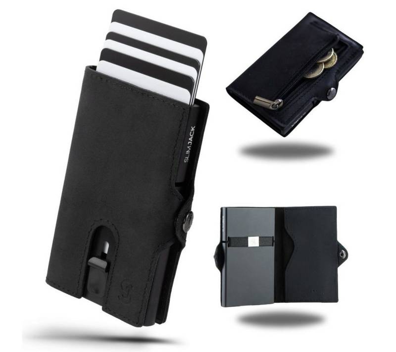 SLIMJACK Mini Geldbörse Herren - echt Leder - Münzfach RFID-Schutz - Cardholder - Slim Wallet (Portmonee), - Mini Geldbeutel - Portemonnaie - Kartenhalter - Kreditkartenetui von SLIMJACK