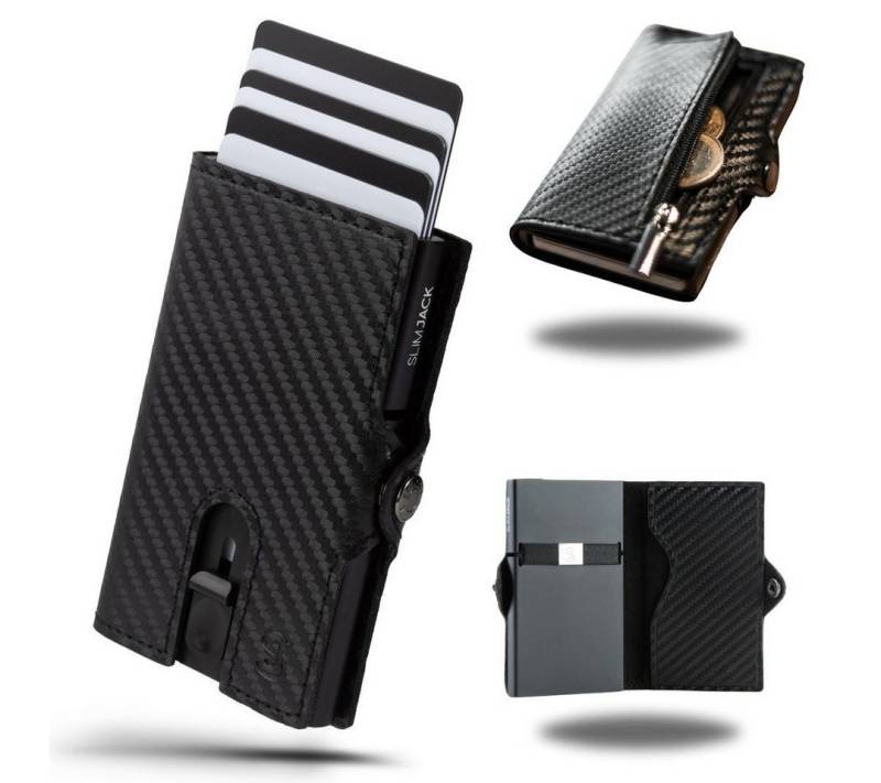 SLIMJACK Mini Geldbörse Herren - echt Leder - Münzfach RFID-Schutz - Cardholder - Slim Wallet (Portmonee), - Mini Geldbeutel - Portemonnaie - Kartenhalter - Kreditkartenetui von SLIMJACK