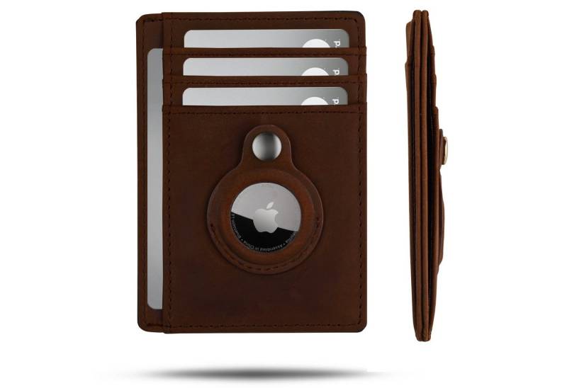 SLIMJACK Mini Geldbörse Apple AirTag Wallet - Herren - echt Leder - RFID-Schutz - Cardholder (Slim Wallet), - Kleiner Geldbeutel - Portemonnaie - Kartenhalter - Kreditkartenetui von SLIMJACK