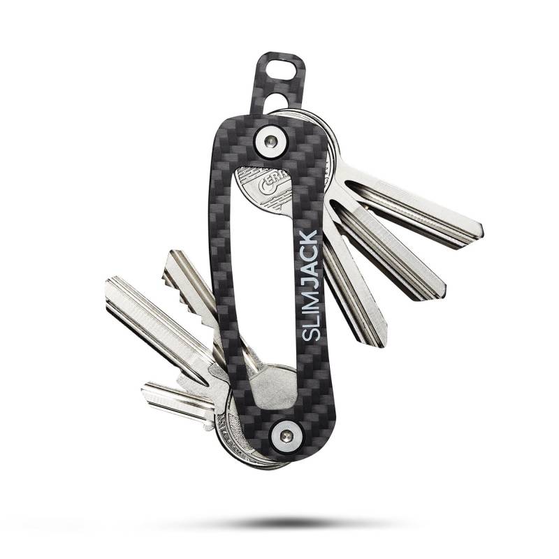 SLIMJACK Schlüsselanhänger - Herren - Auto - Key Holder V2 – kompakter Carbon Schlüsselhalter (Schluesselanhaenger), bis zu 14 Schlüssel + Autoschlüssel - Männer Schlüssel Anhänger von SLIMJACK