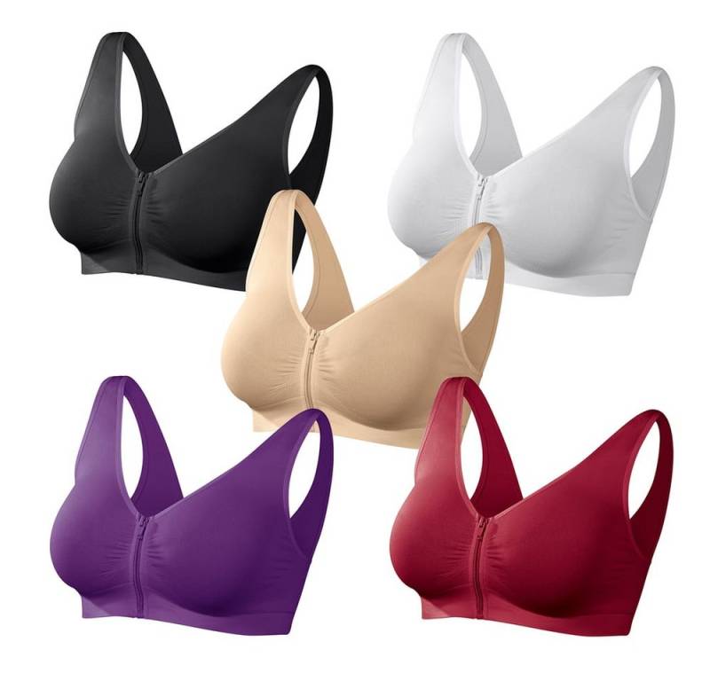 SLIMmaxx Bügelloser BH Traum-BH mit Reißverschluss 5er-Set - Gr. XL - mehrfarbig (5-tlg) von SLIMmaxx
